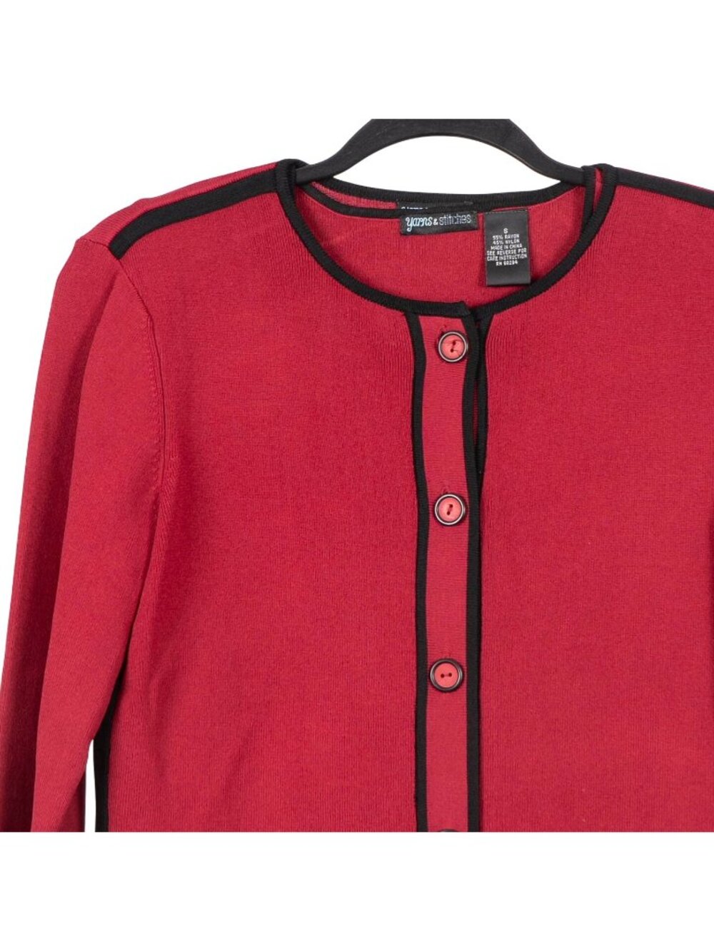 Cardigan Sweater Sleeveless Top Set S Womens 90s Red Black Trim Tank Colorblock - Picture 2 of 10